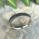 Three Row Half Eternity Wedding Band 2ct Round Black Diamond 14k White Gold Over