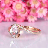 1.4ct Oval Peach Morganite Engagement Ring Swirl Solitaire 14k Yellow Gold Over