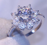 2ct Round Cut Diamond Engagement Ring 14k White Gold Finish Floral Promise Women