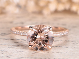 1.5ct Round Cut Morganite Engagement Ring Accents Solitaire 14k Rose Gold Finish