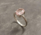 2ct Engagement Ring Oval Cut Peach Morganite Solitaire 14k White Gold Finish