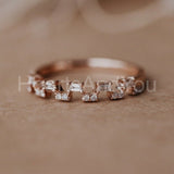 0.1ct Baguette Cut Simulated Diamond Geometric Wedding Band 14k Rose Gold Plated