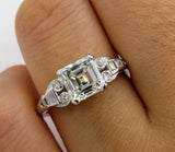 2.5ct Asscher Cut VVS1/D Diamond Vintage Engagement Ring 14K White Gold Finish