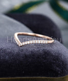 0.5ct Round Cut Moissanite Curved Stackable Wedding Band 14k Rose Gold Plated