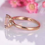 1.5ct Emerald Cut Peach Morganite Engagement Ring Solitaire 14k Rose Gold Finish