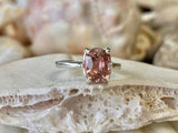 2.1ct Engagement Ring Cushion Cut Peach Morganite Solitaire 14k WhiteGold Finish