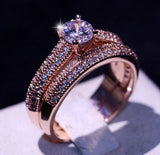 3ct Round Cut Diamond Engagement Ring 14k Rose Gold Finish Bridal Set Promise
