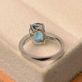 2.2ct Oval Cut London Blue Topaz Accents Solitaire Ring 14k White Gold Finish
