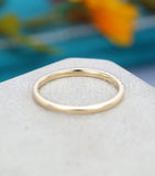 0.3ct Round Simulated Black Diamond Minimalist Wed Band 14k Yellow Gold Plated