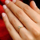 0.5ct Round Cut Simulated Green Emerald Curved Wedding Band 14K Rose Gold Plated