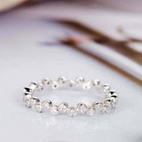 1ct Round Cut VVS1 Diamond Wedding Band Bezel Set Eternity 14k White Gold Finish