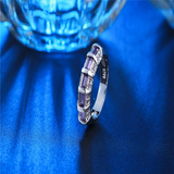 4Ct Emerald Cut Purple Amethyst Gatsby Wedding Ring Band 14K White Gold Finish