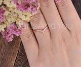 0.5ct Marquise Simulated Diamond Dainty Curved Wedding Band 14k Rose Gold Plated