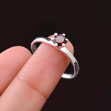 0.2ct Engagement Ring Round Cut Red Garnet 4 Prong Solitaire 14k White Gold Over