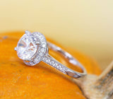Halo Accent Solitaire Engagement Ring 2ct Round Cut Diamond 14k WhiteGold Finish