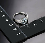 2.3ct Oval Cut Blue Aquamarine Solitaire with Accent Ring 14k White Gold Finish