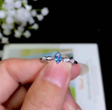 0.45ct Engagement Ring Oval Cut Blue Topaz Minimalist 14k White Gold Finish