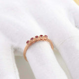 0.3ct Round Cut Pink Ruby Engagement Ring 5 Stone Minimalist 14k RoseGold Finish