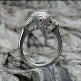 5Ct Oval Cut Diamond Pear Accents Engagement Trilogy Ring 14K White Gold Finish