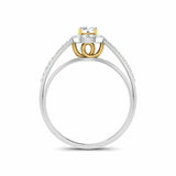 2.4ct Engagement Ring Round Cut Diamond Halo Split Shank 14k White Gold Finish