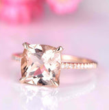1.7ct Oval Peach Morganite Engagement Ring Accents Solitaire 14k Rose Gold Over