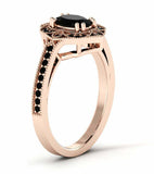 2ct Oval Cut Diamond Engagement Ring Milgrain Halo Solitaire 14k RoseGold Finish