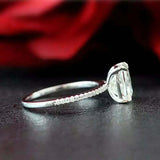 2.3ct Engagement Ring Radiant Diamond Solitaire with Accent 14k White Gold Over