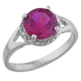 2.3ct Engagement Ring Round Cut Pink Ruby Split Shank 14k White Gold Finish