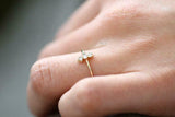 Trilogy Minimalist Engagement Ring 0.3ct Baguette Diamond 10k Yellow Gold Finish
