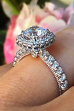4Ct Round Cut Diamond Halo Milgrain Unique Engagement Ring 14K White Gold Finish