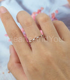 0.15ct Round Cut Moissanite Milgrain Women Wedding Band 14k Rose Gold Plated