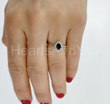 0.2ct Pear Cut Simulated Blue Sapphire Minimalist Halo Ring 14k WhiteGold Plated