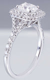 Double Halo Engagement Ring 2ct Cushion Cut VVS1D Diamond 14k White Gold Finish