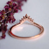 0.5ct Round Cut Simulated Black Diamond Curved Wedding Band 14K Rose Gold Plated