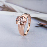 2.6ct Oval Cut Peach Morganite Engagement Ring Solitaire 14k Rose Gold Finish