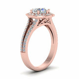 1ct Round Cut Diamond Flower Solitaire Engagement Ring 14k WhiteRose Gold Finish