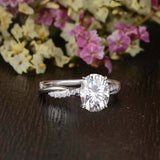 Infinity Twist Band Engagement Ring 1.5ct Oval Cut Diamond 14k White Gold Finish