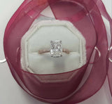 2.5ct Radiant Cut Diamond Accent Solitaire Engagement Ring 14k Dual Gold Finish