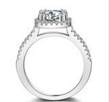 3Ct Round Cut Diamond Halo Solitaire Women Engagement Ring 18K WhiteGold Finish