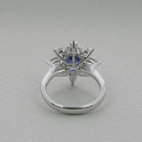 3ct Oval Cut Blue Sapphire Engagement Ring Floral Solitaire 14k WhiteGold Finish