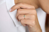 0.4ct Round Cut Green Emerald Two Stone Minimalist Ring 14k Yellow Gold Finish