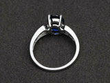 2.3ct Engagement Ring Oval Cut Blue Sapphire Diamond Accent 14k White Gold Over