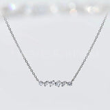 1ct Multi Cut Simulated Diamond Vertical Bar Pendant Chain 14k White Gold Plated