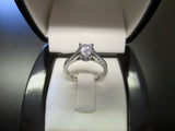 3Ct Round Brilliant Cut Diamond Solitaire Ring with Accents 18K White Gold Over