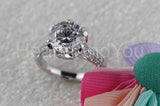 2.1ct Round Cut Moissanite Lotus Floral Engagement Ring 14K White Gold Plated