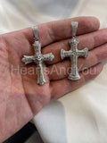 2ct Round Cut Moissanite Jesus Face Cross Pendant 14K White Gold Plated NO CHAIN