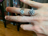 2.2ct Round Cut Moissanite Floral Halo Engagement Ring 14k White Gold Plated