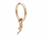 0.09ct Round Cut VVS1D Diamond Coiled Serpent Hoop Earrings 14k Yellow Gold Over