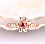 0.2ct Round Cut Pink Ruby Engagement Ring Floral Solitaire 14k Rose Gold Finish