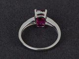 2.4ct Cushion Cut Pink Ruby Milgrain Solitaire Accent Ring 14k White Gold Finish